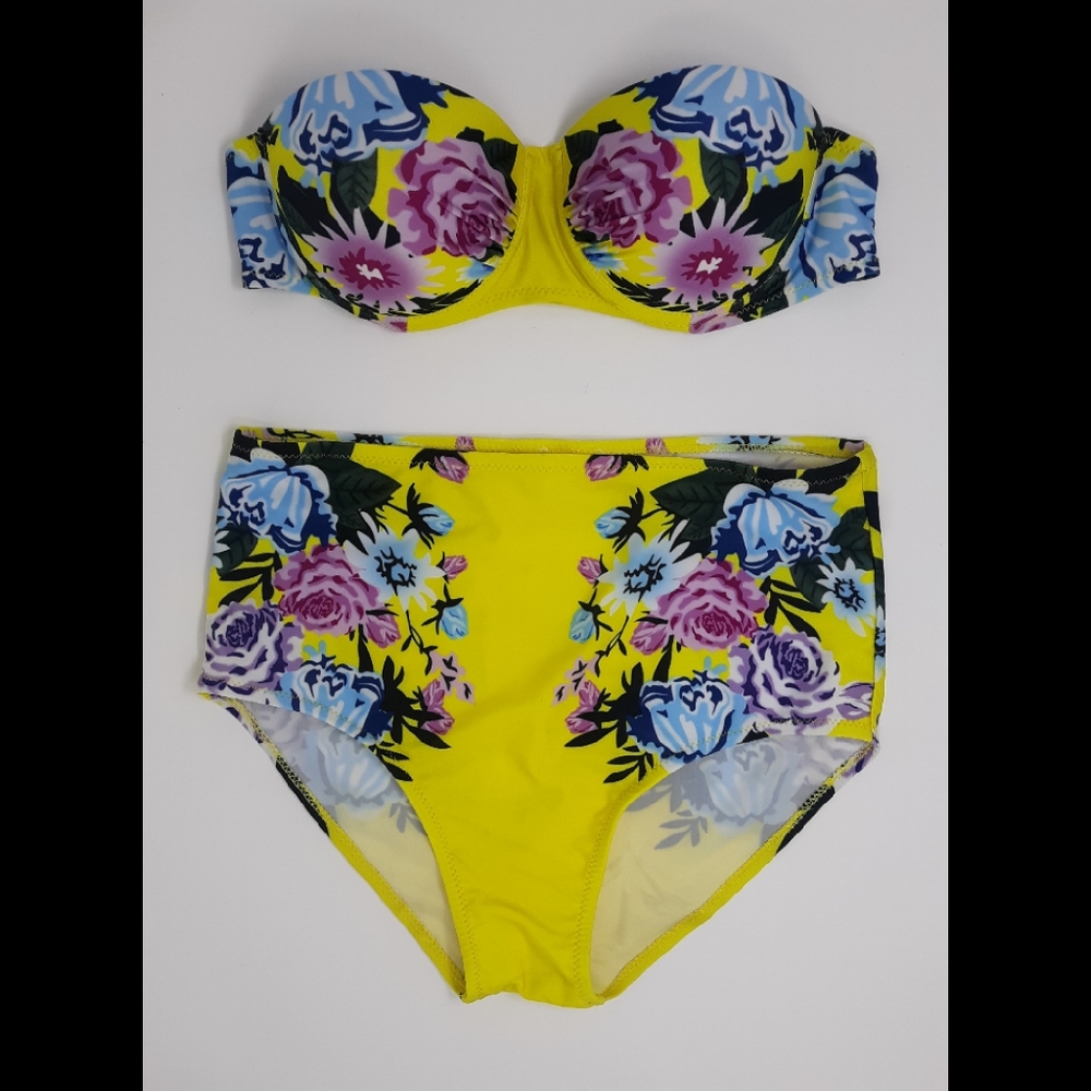 Floral neon yellow bikini